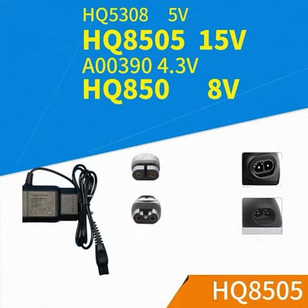 Barbermaskineoplader, egnet til Philips opladningsstik HQ8505-15V