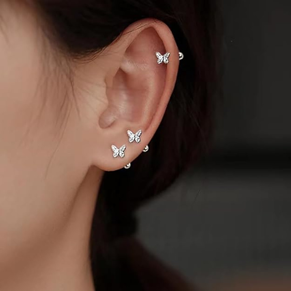 18g Små Sommerfugl Ørestikker til Kvinder Teen Piger Lille Brusk S925 Sterling Sølv Mini Smykker Gave