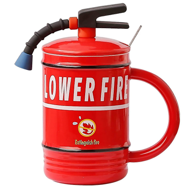 480ml Brandsläckarmugg Kreativ Kaffeemugg, Nyhet Kontorsmugg, Rolig Presentmugg för Män Kvinnor Kollegor Vänner Födelsedag Red
