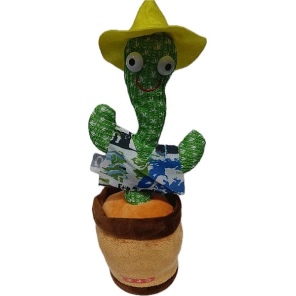 Dancing cactus toy, repeats what you say, sings, dances, records, LED (120 songs) yellow