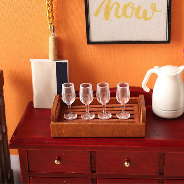 10 stk./sæt Miniature Rødvin Glas DIY Legetøj til Rolleleg Solid 1:12 Dukkehusscene Mini Klar Vinglas Dukkehuss Tilbehør