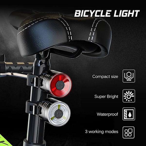 Cykellampa Huvudlampa Baklampa Vattentät Cykel Styrlampa Framlampa Baklampa Ljusstark 2pcs