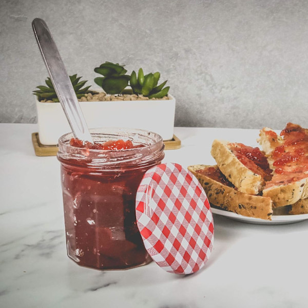 Glas syltetøjsglas | Sæt med 12 | Bred mund 380 ml glasbeholderkrukker lufttætte sylteglas | Hjemmelavet syltetøj, marmelade og chutneykrukke