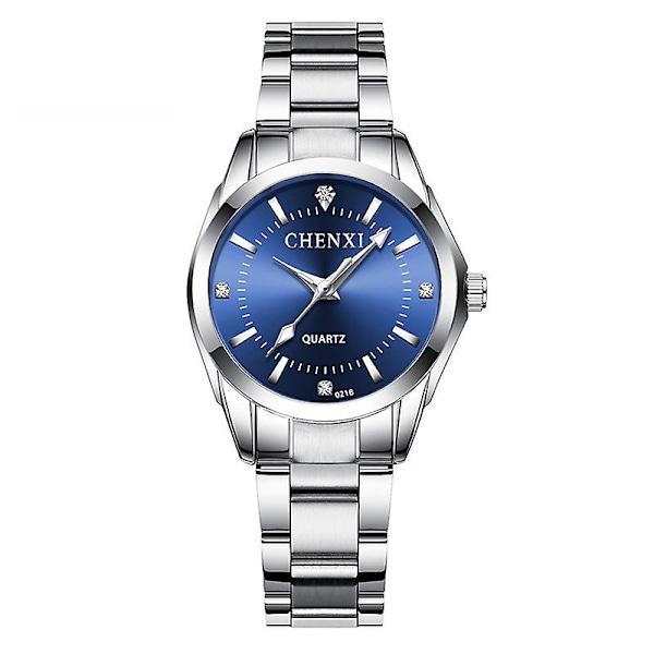 6 Färger Chenxi Märkesklocka Lyxiga Kvinnors Avslappnade Klockor Vattentät Klocka Kvinnor Mode Klänning Rhinestone Armbandsur Cx021b 021B Blue Dial