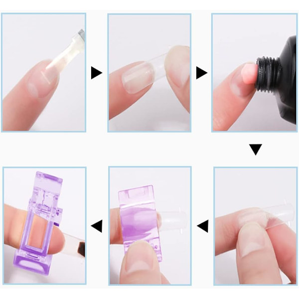 5 st Polygel nagelklämmor, nagelspetsklämma för snabbbyggnadsgel, transparenta nagelklämmor, nagelkonstverktygsklämma