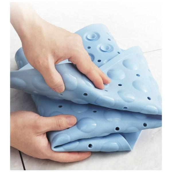 Halksäker hörnformad duschmatta med sugkopp och dräneringshål, maskintvättbar PVC-duschmatta (Färg: Beige, Storlek: 54x54cm)