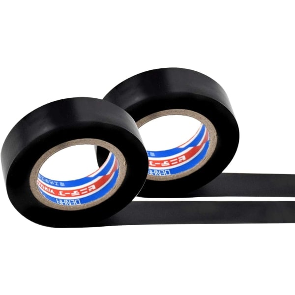2 Rullaa Eristysteippiä, Sähköteippiä, Kestävä PVC-teippi, Gaffer-teippi, 16mm × 6m (Musta)