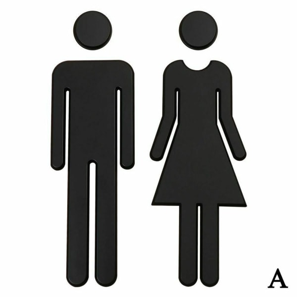 Toalett WC-skylt i 3D för damer och herrar, badrumstoalett, dörrdekal, guld, one size