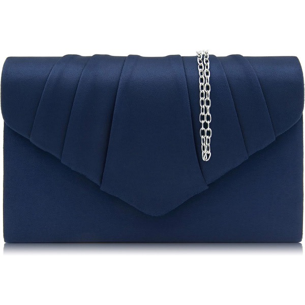 Clutch til kvinder, elegant aften taske i ruskind konvolut crossbody blå