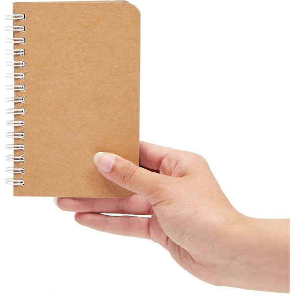 Mini Kraft Anteckningsböcker, Olinjerad A6 Spiral 90-blad Blank Dagbok (3.5x5.5 Tum, 6-pack)