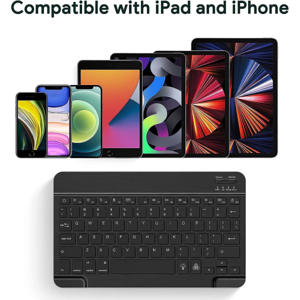 Ultra Slim Bluetooth Keyboard - Bakgrunnsbelyst trådløst oppladbart tastatur til Ipad Iphone Samsung