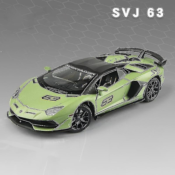 1:24 Lamborghinis Aventador Svj63 Leksaksbil i Metall med Ljud och Ljus Boris Black 1