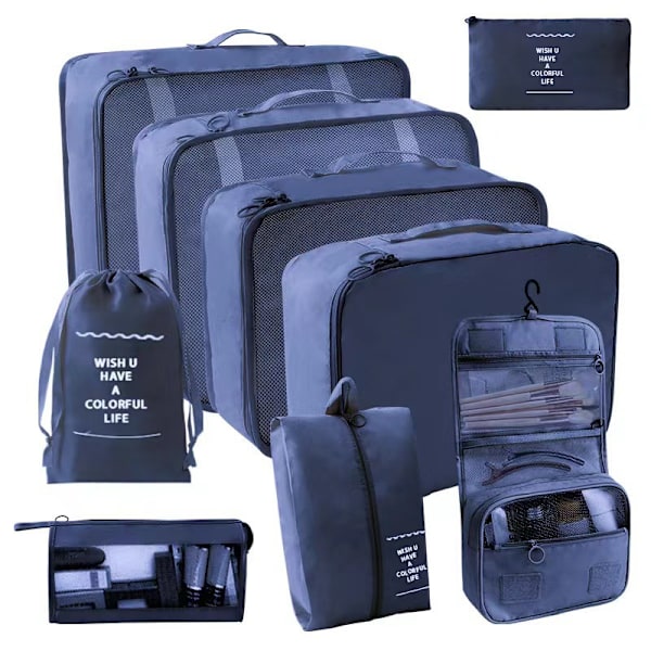 Resväska Packningskuber, Multifunktion 9st/set Bagagearrangör Vattentät Kompressionsresväska Essential Bag