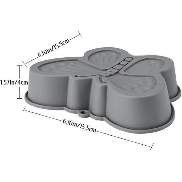 3D Butterfly Kageform, 6x6x1.5 tommer Non-Stick Silikon BPA Fri Kageform til Bagning af Muffins, Brød