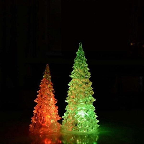 Julgran Färgglad LED Utsökt Akryl Nattlampa, Flerfärgad Julstämning Lampa för Barn Leksak Heminredning, 1 st (1