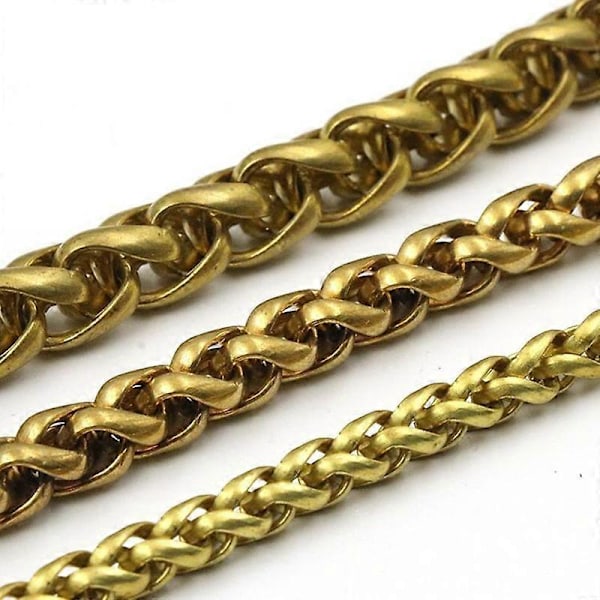 Solid Brass Hvete Kjede 6mm 8mm 10mm bred for Lommebok Smykker Nøkkelring Håndverk DIY 100cm(1 Meters) 6mm