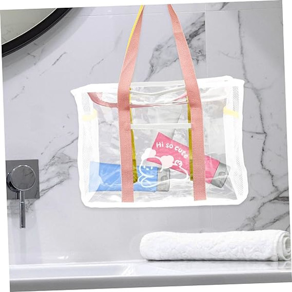Håndtaske Plastik Tote Taske Skuldertaske til Rejse Tote Taske Strand Stor Strand Tote Strandtaske Lille Plastik Strandtaske Sommer Single Pink