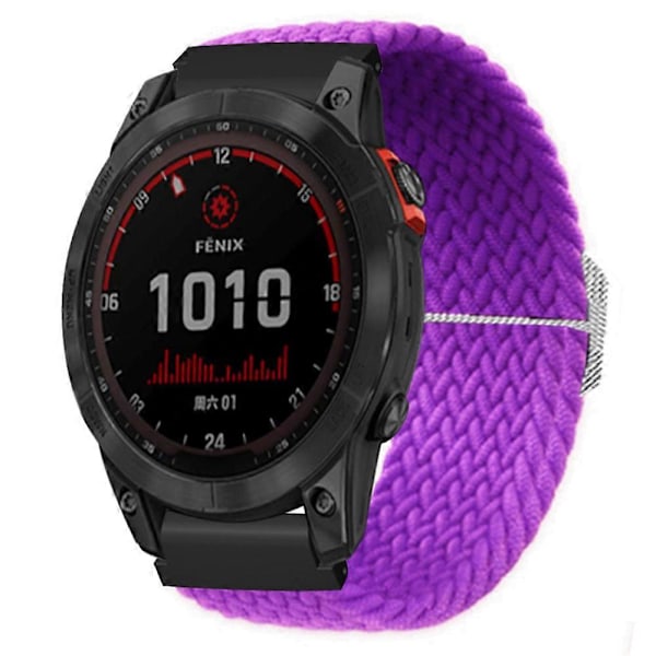 Elastisk Nylon Klokkerem Sport Armbånd For Garmin Fenix 7S / 6S / 5S, med 20mm PC-kontakt Purple