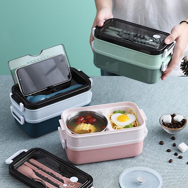 Lounasrasia Lusikoilla, Suuri Kapasiteetti, Vuotamaton, Helppo Puhdistaa, Bento Ruokalaatikko Kotiin, Toimistoon, Kouluun KAESI Pink