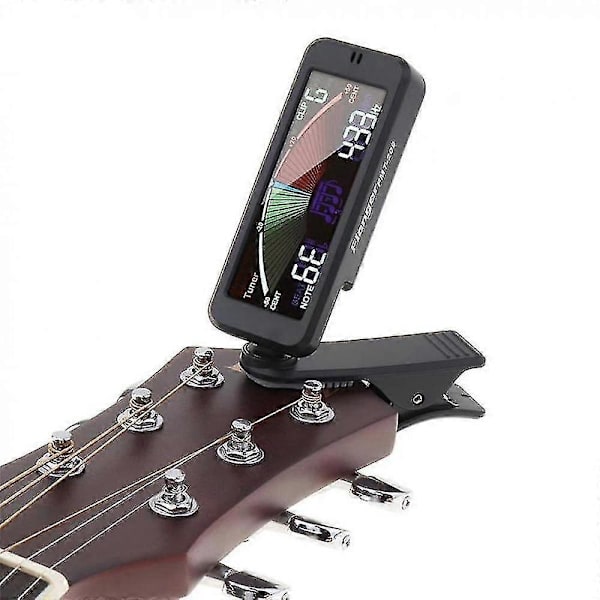 3-i-1 Gitarrstämmare Stor LCD-skärm Metronomgenerator Med Clip För Kromatisk Gitarrbas Ukulele
