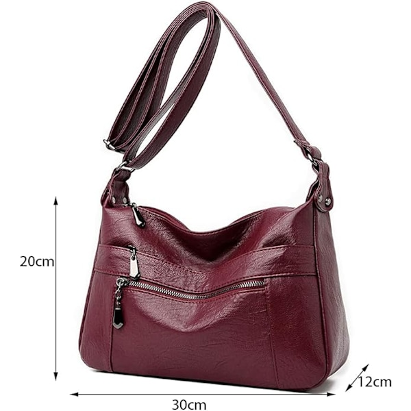 Kvinder Læder Crossbody Tasker Multi Lomme Blød Damer Læder Skuldertaske Letvægts med Justerbar Skulderrem