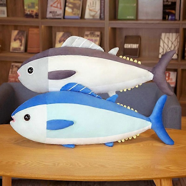 Huiyun Blå Söt Tonfisk Plyschleksaker Tecknad Mjukt Havsdjur Fiskdocka Kudde Kawaii Soffkudde Födelsedagspresent Blue 65cm
