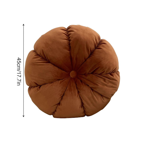 3D Græskar Pyntepude til Sofa Dekorativ Rund Velour Pude til Sofaseng Stol Brown 45CM