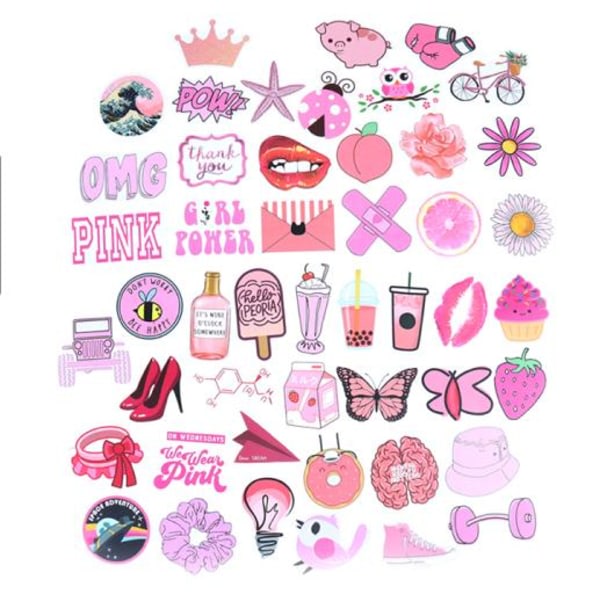 50 stk tegneserie pink piger klistermærker DIY kuffert bærbar guitar multi farve