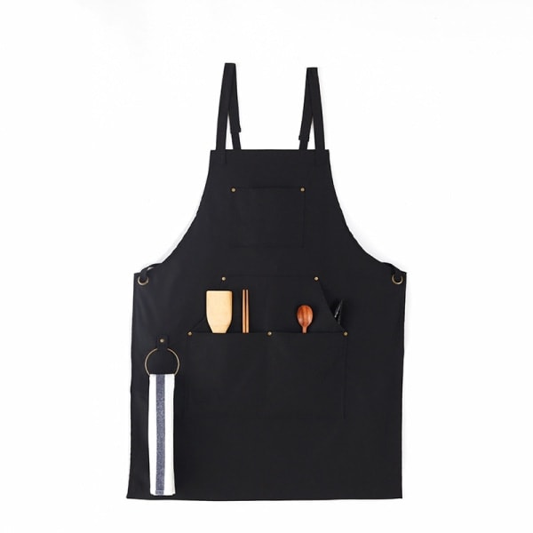 Trädgårdsförkläde Köksförkläde Denim Canvas Förkläde Svart