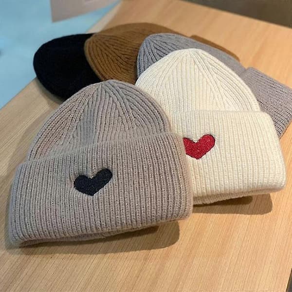 Mössa för skidåkning Par Mössa Skullmössa Stickad Mössa med Uppvik Skullies Mössa Brown