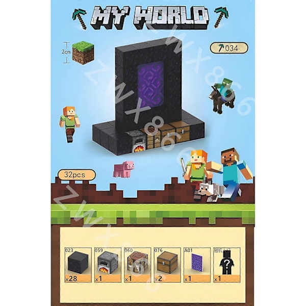 Minecraft-minihahmo Pelikartta DIY Magneettilelut Minecraft Dungeons Sarjakuvamaailma Mallintaja Luovat lelut Lapsille Lahjat T054-48PCS