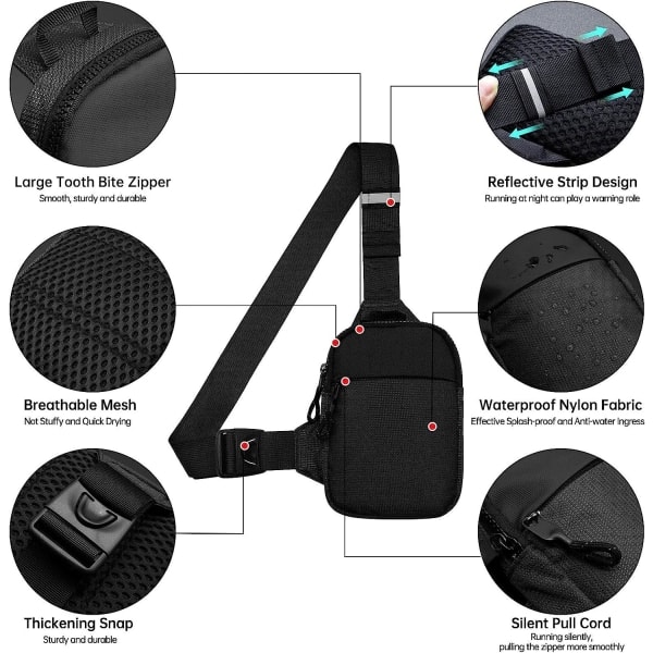 Mini Sling Bag - Menn Kvinner Liten Vanntett Skråveske Casual Telefon Brystveske for Vandring