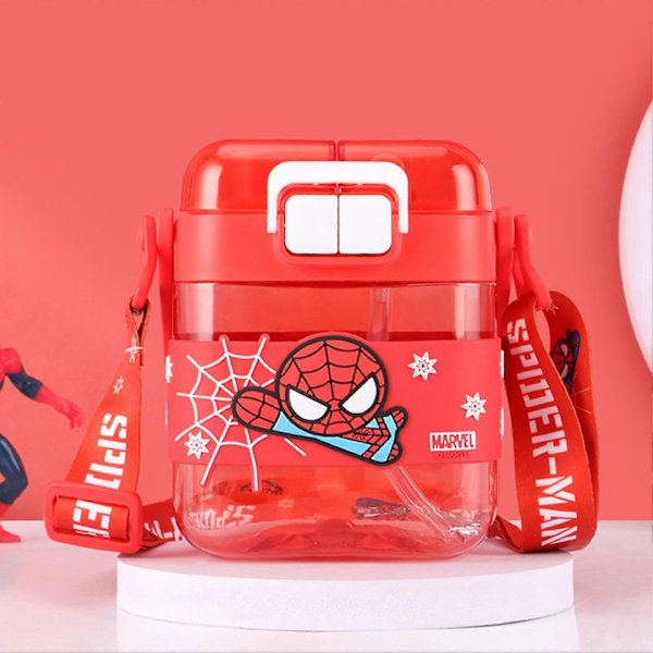 600 ml:n suuri vesipullo, sarjakuvakuvioinen avattava juomapullo toimistoon, työhön, kotiin ja urheiluun Red Spider Man