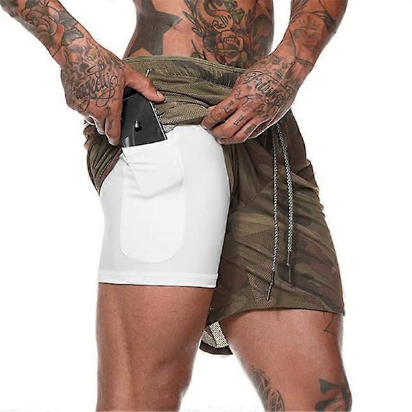 Løpeshorts for menn, sportsshorts for menn Khaki camouflage M