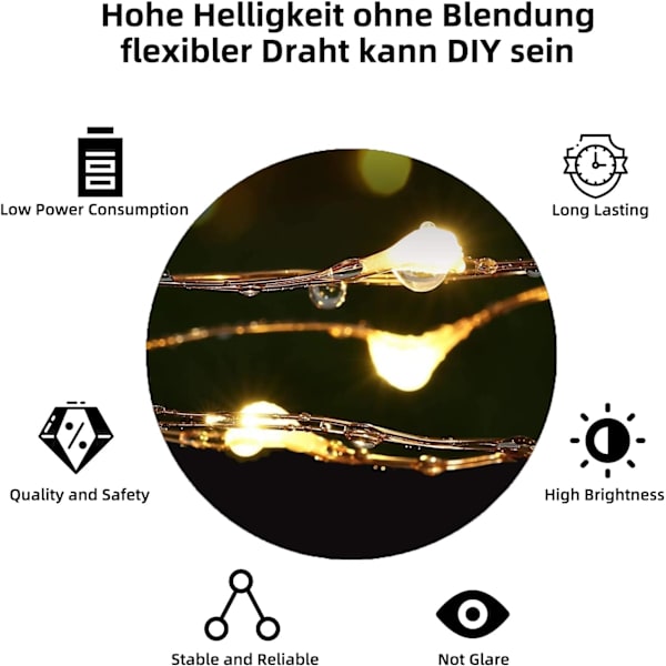 LED-tähtivalot paristoilla, 3 kpl 2M 20 LED Mikrolanka Tähtivaloketjut Makuuhuoneen Purkkiin Lasit Hääjuhliin 3 Colors 3pcs