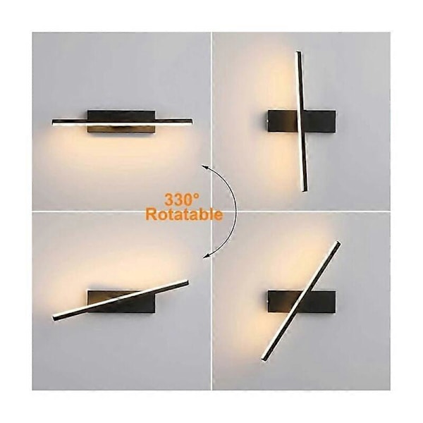 Dæmpbar LED Indendørs Væglampe, Roterende Moderne Vægbelysning 6W Aluminium Justerbar Væglampe Sort Sengelampe Soveværelse Læselamper, 30cm