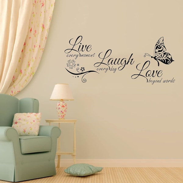 Live Love Laugh Väggdekaler, Motiverande Väggdekaler, Väggskylt Konstdekor, för Heminredning för Sovrum Vardagsrum