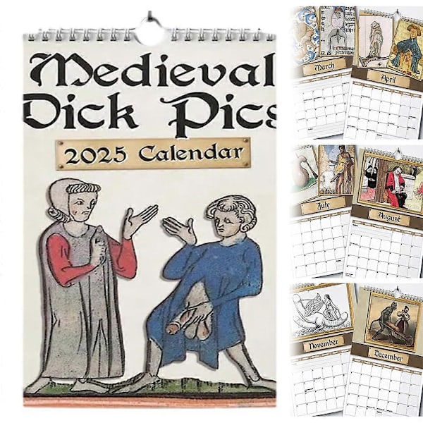 Medeltida Kukbilder 2025 Kalender, Konstiga Medeltida Kuk Väggkalendrar 2025 Rolig Gåva