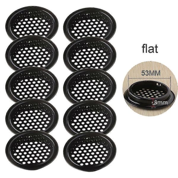10 stk. 19-53 mm sorte cirkulære udhængsventiler i rustfrit stål med lameller Flat 19mm