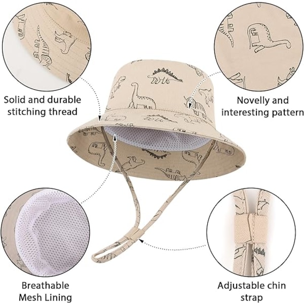 Baby Solhat Toddler Solbeskyttelse Hat til Baby Drenge Piger Børn Sommer Bucket Hat UPF 50+ Foldbar Strand Cap Khaki