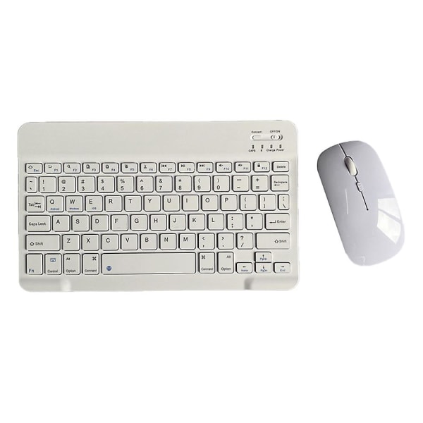 Uppladdningsbart Bluetooth tangentbord och -muskombination Ultratunn bärbar kompakt trådlös mus set för Android Windows Tablettelefon Ipad Ios White