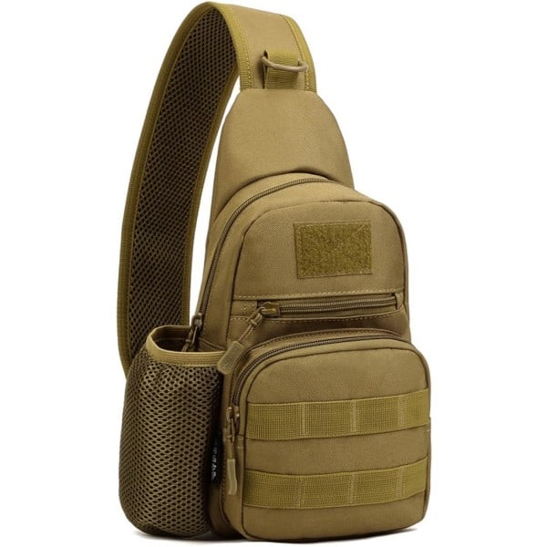 Canvas Sling Bag Ryggsäck Crossbody Axel Väska Bröst Pack för Män Kvinnor Resor Utomhus Business Laptop Cykling Jakt Vandring Camping Ryggsäck Dagryggsäck #31khaki(nylon)
