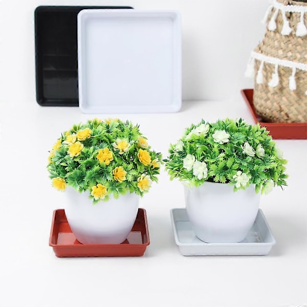 Fyrkantig blomkruka i plast, kraftig växtfat, droppbrickor för inom- och utomhusbruk, plastfat white 22.2x22.2cm