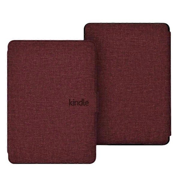 Smal och hållbart PU-läderfodral för Kindle Paperwhite 6 12:e generationen 2024 med automatisk väckning/sömn burgundy