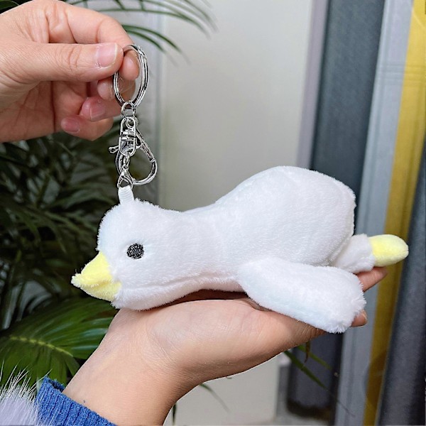 Joutsen Plushi Avaimenperä Söpö Makaa Joutsen Plushilelu Riippuva Koriste Piirretty Täytetty Eläin Nuken Pari Avaimenperä Charm Reppu Koriste Syntymäpäivälahja White
