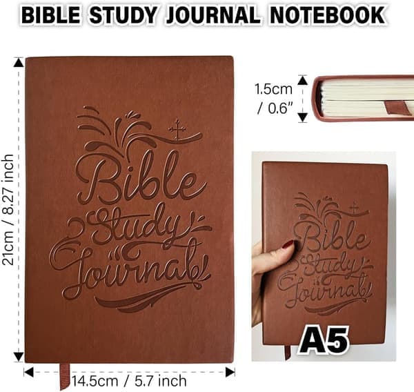 Bibelstudie Journal Notesbog - Metode Bibelstudie Tilbehør Kirkenoter Notesbog, Daglig Andagt, Trobaseret Religiøs Gave til Mænd Kvinder brown