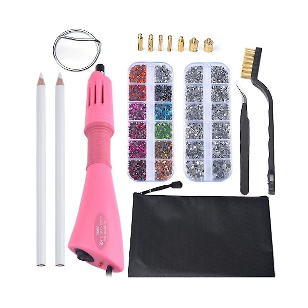 Hot Fix Rhinests -setti, Hot Fix -applikaattori, Hot Fix -lasitimantteja, Silitettävä sauva, EU-pistoke