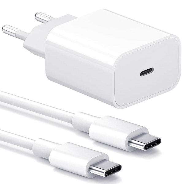 Laddare för Samsung - Snabbladdare 20W USB-C - Adapter+Kabel 2m Vit 2-Pack Samsung 2-Pack Samsung