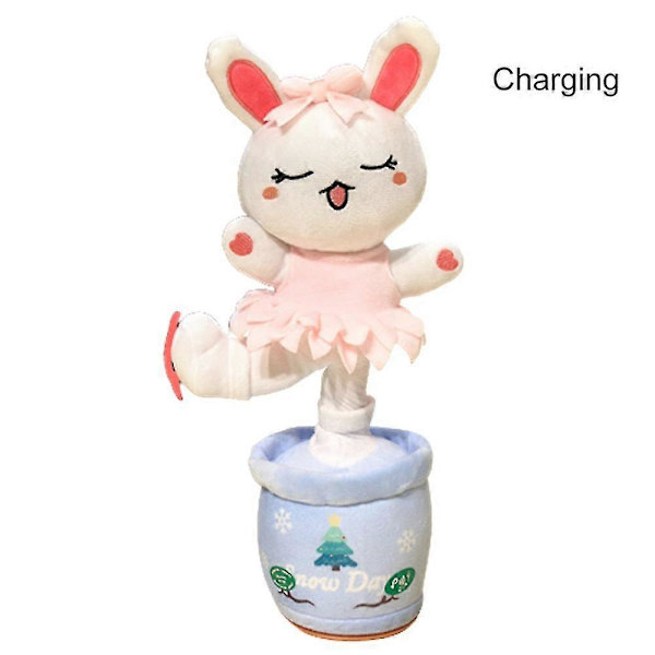 Sähköinen tanssiva auringonkukka-pehmolelu laulava kiertävä pupu-pehmolelu Pink Rabbit Charging