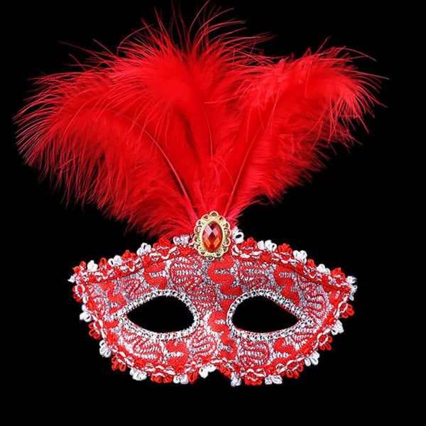 Venetianske masker Halv ansigtsmaske ROSE RØD rosenrød